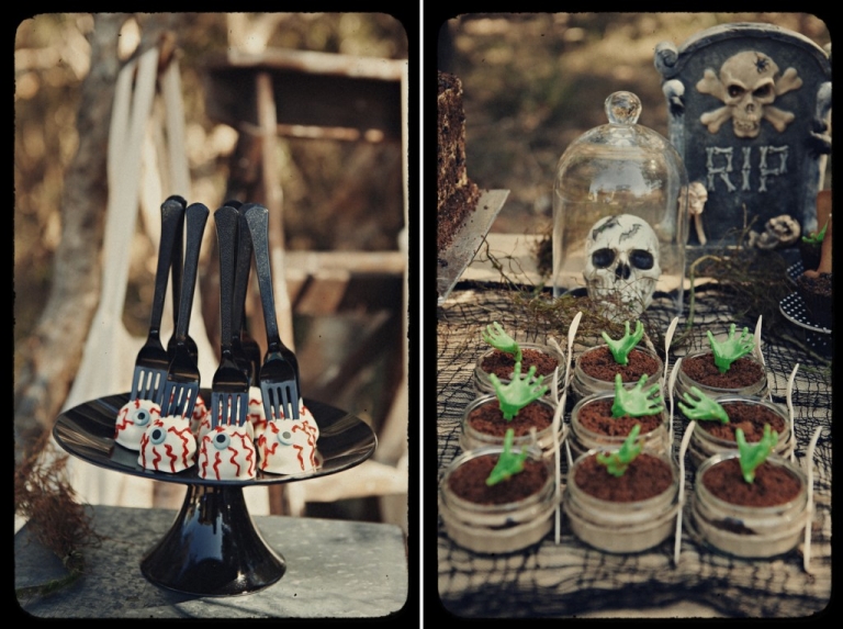 Zombie eye ball cake pops and zombie swaps