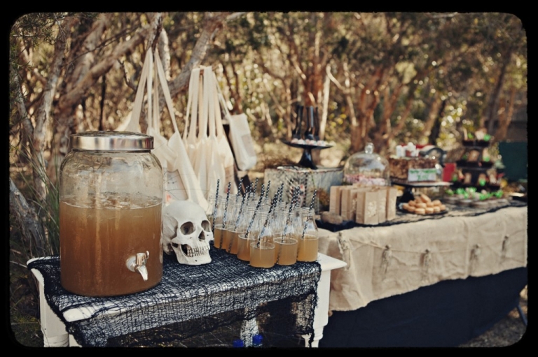 zombie dessert table and drinks